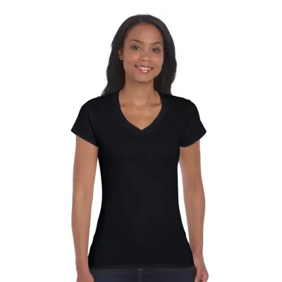 branded Softstyle Ladies' V-Neck T-Shirt, from our range of promotional Ladies Promotional T Shirts