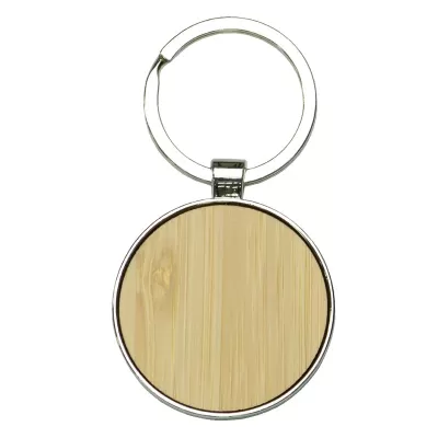 Circular Recycled Zinc Alloy Keyring with Bamboo