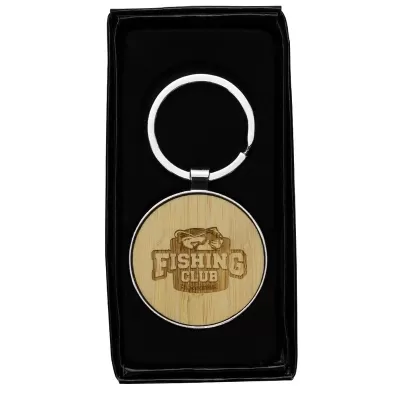 Circular Recycled Zinc Alloy Keyring with Bamboo