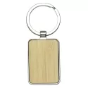 Recycled Rectangle Zinc Alloy Keyring with Bamboo