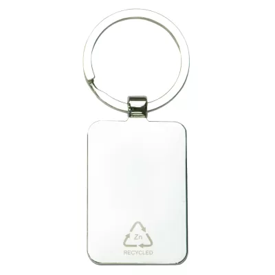 Recycled Rectangle Zinc Alloy Keyring with Bamboo