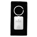 Recycled Rectangle Zinc Alloy Keyring with Bamboo