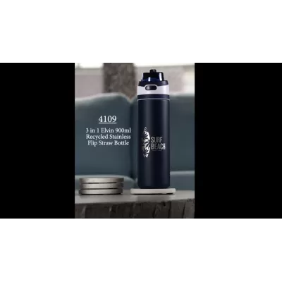 Elvin Recycled Stainless Flip Straw 900ml Drink Bottle