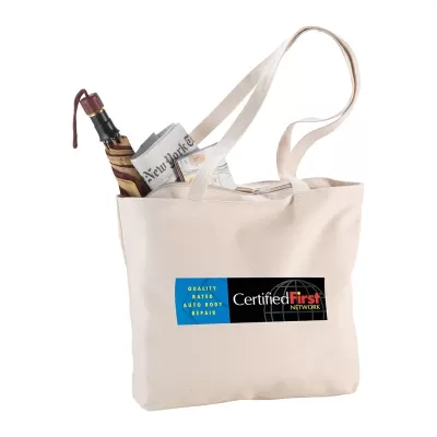 Zippered Shopper 340gsm Canvas Tote Bag
