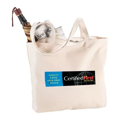 Zippered Shopper 340gsm Canvas Tote Bag