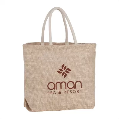 Herringbone Jute Tote Bag