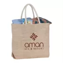 Herringbone Jute Tote Bag