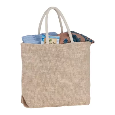 Herringbone Jute Tote Bag