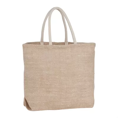 Herringbone Jute Tote Bag
