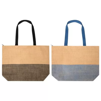 Straw Large 21L Zipped Paper Tote Bag