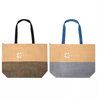 Straw Large 21L Zipped Paper Tote Bag