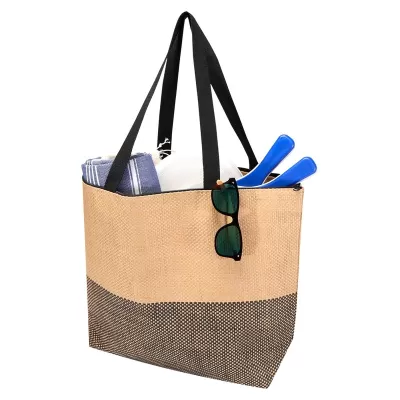 Straw Large 21L Zipped Paper Tote Bag