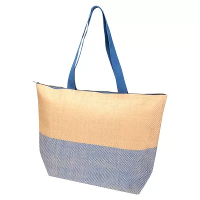 Straw Large 21L Zipped Paper Tote Bag