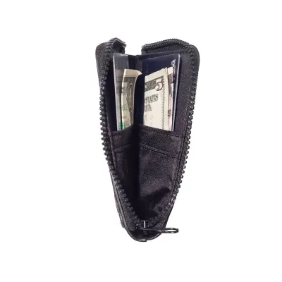 Thread Zipper Leather Wallet