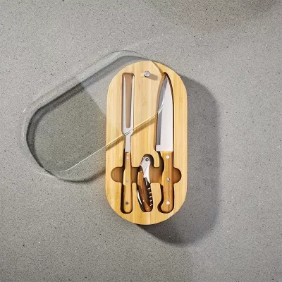Trekk Oval Bamboo Glass Knife Set
