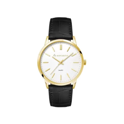 Mens Gold Dress Watch with Leather Strap