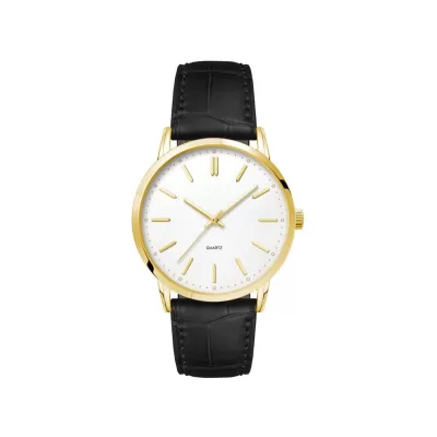 Mens Gold Dress Watch with Leather Strap