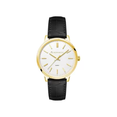 Ladies Gold Dress Watch with Leather Strap