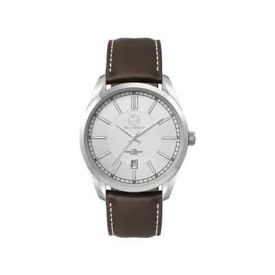 Mens Casual Dress Watch with Brown Leather Strap