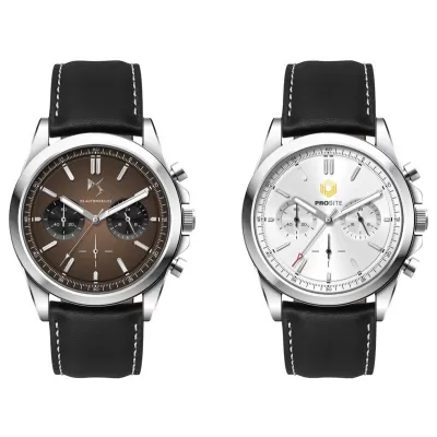 Chrono Unisex Watch with Silver or Brown Dial
