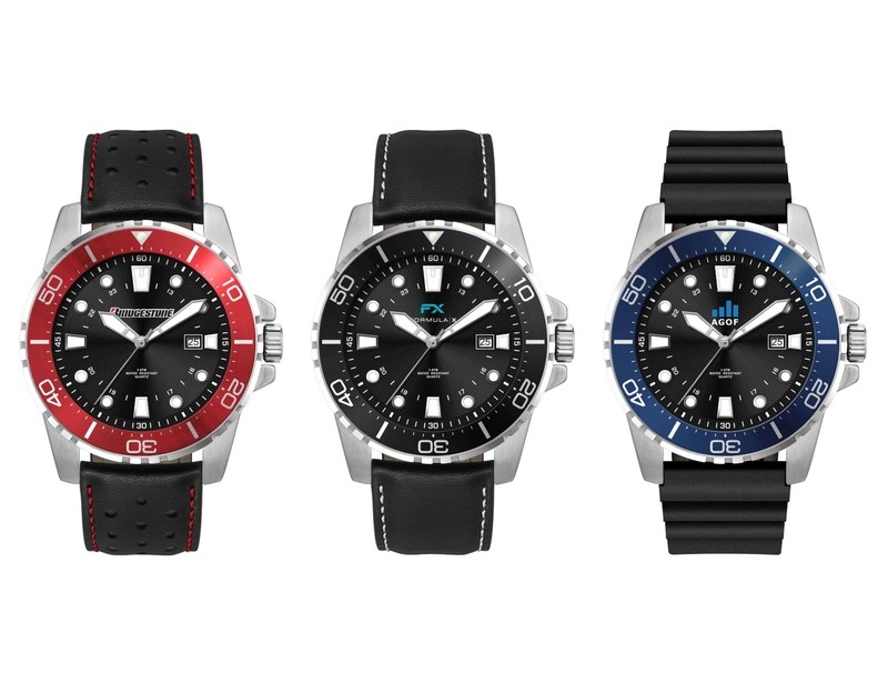 Sports Watch with Black Dial and Leather or Silicone Strap