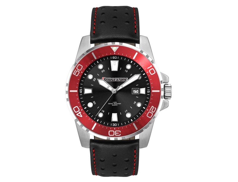 Sports Watch with Black Dial and Leather or Silicone Strap