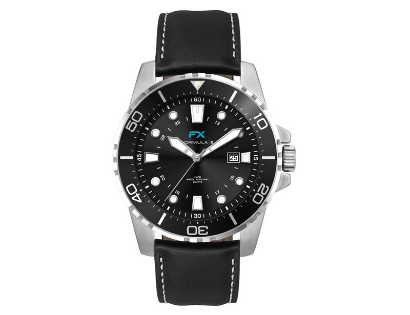 Sports Watch with Black Dial and Leather or Silicone Strap