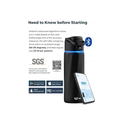 WaterH Boost Smart 710ml Stainless Steel Drink Bottle