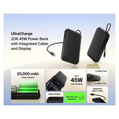Belkin UltraCharge 20000mAh Power Bank with Cable