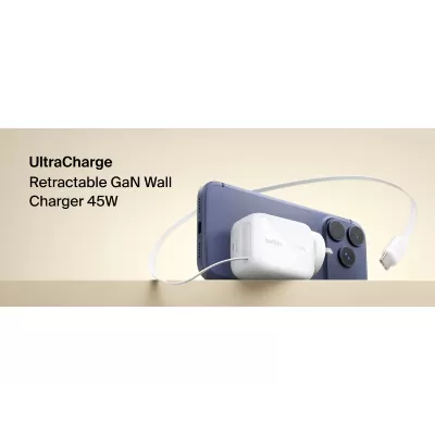 Belkin UltraCharge 45W Retractable GaN Wall Charger
