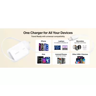 Belkin UltraCharge 45W Retractable GaN Wall Charger