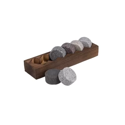 Bartender Whisky Discs 6 Piece Set with Wood Base