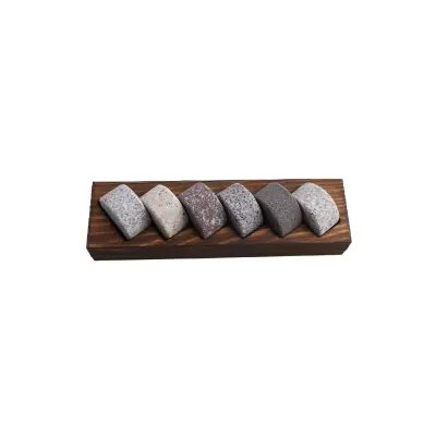 Bartender Whisky Discs 6 Piece Set with Wood Base