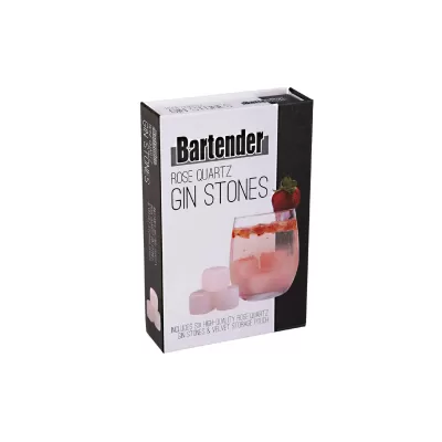 Bartender Rose Quartz Gin Stones 6 Piece Set with Bag