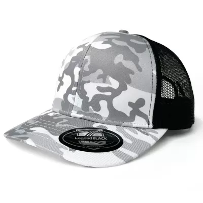 Legend Black Snow Camo 6 Panel Trucker Cap