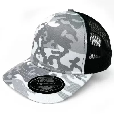 Legend Black Snow Camo 6 Panel Trucker Cap