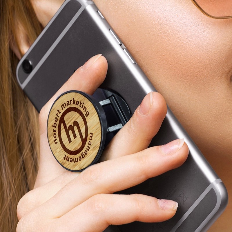 branded Bamboo Phone Holder, from our range of promotional Phone Accessories