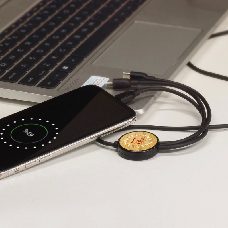Bamboo Triple Connector Charging Cable