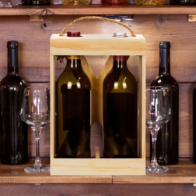 Catalonia Double Pine Wine Crate