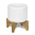 Ceramic Planter with Bamboo Base
