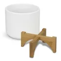 Ceramic Planter with Bamboo Base