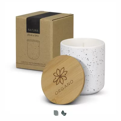 NATURA Ceramic Candle with Bamboo Lid