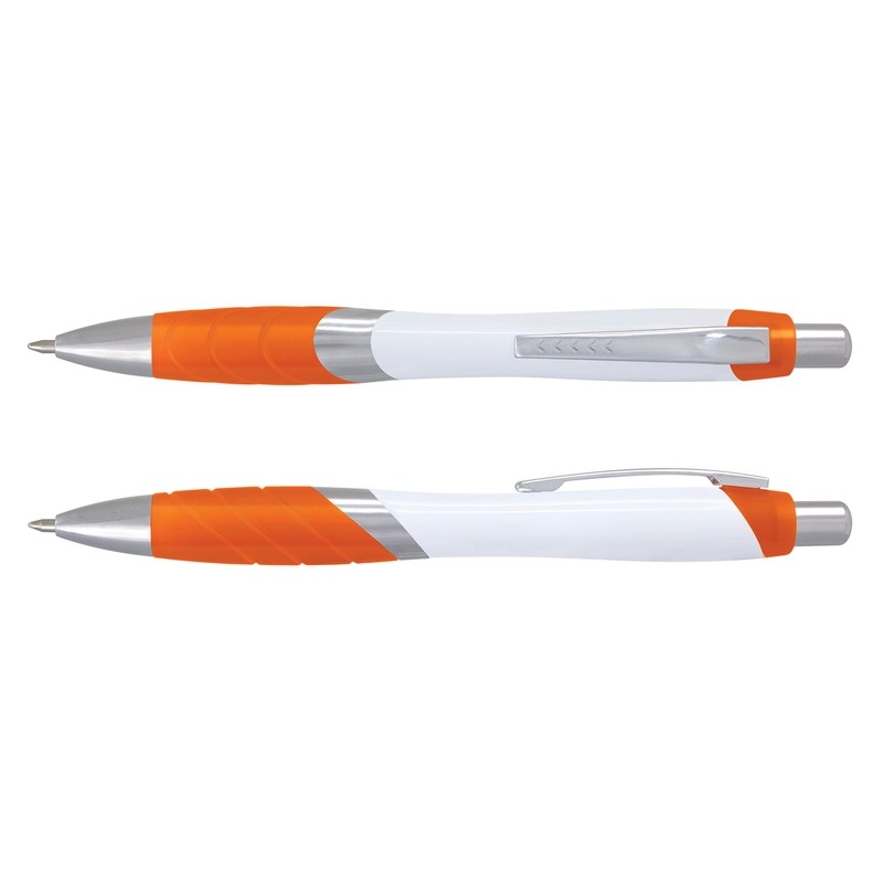 Borg White Barrel Plastic Pen