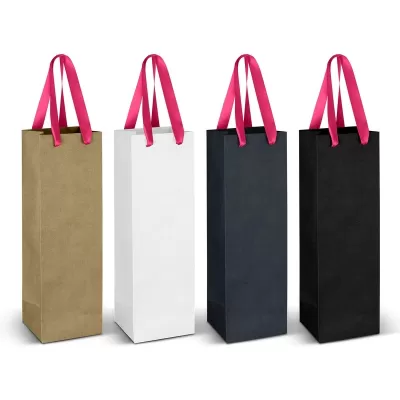 Wine 180gsm Ribbon Handle Paper Bag