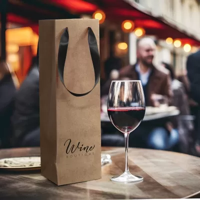 Wine 180gsm Ribbon Handle Paper Bag