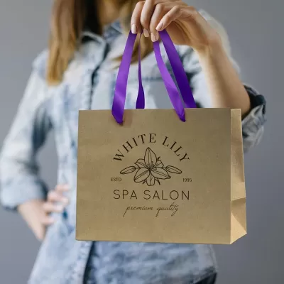Medium 180gsm Ribbon Handle Paper Bag
