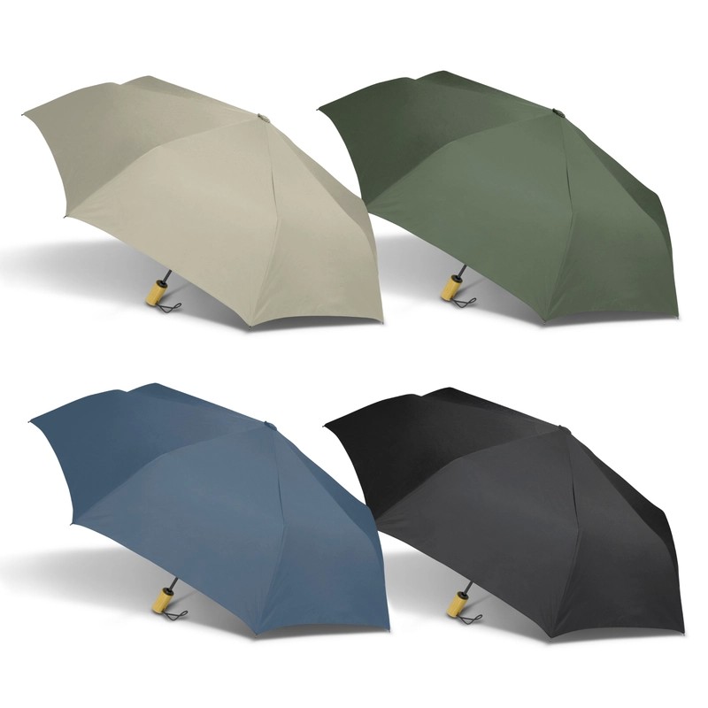 RPET Auto Open Wooden Handle Compact Umbrella