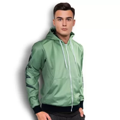 Mens Custom Sports Zipped Fleece Hoodie