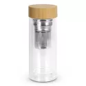 Tea Infuser 350ml Bamboo Lid Borosilicate Glass Bottle