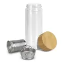 Tea Infuser 350ml Bamboo Lid Borosilicate Glass Bottle